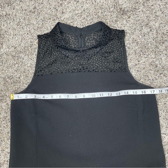 Ann Taylor Loft Black Sleeveless Collared Sheer Top Leopard Print Mini Dress 6 - Picture 9 of 10